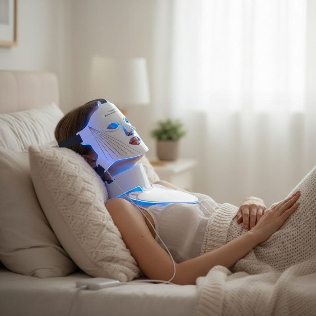 Masque Facial de beauté LED, masques de thérapie à la lumière pour raffermissement de la peau, masques d'esthéticienne pour le cou, appareils cosmétiques professionnels