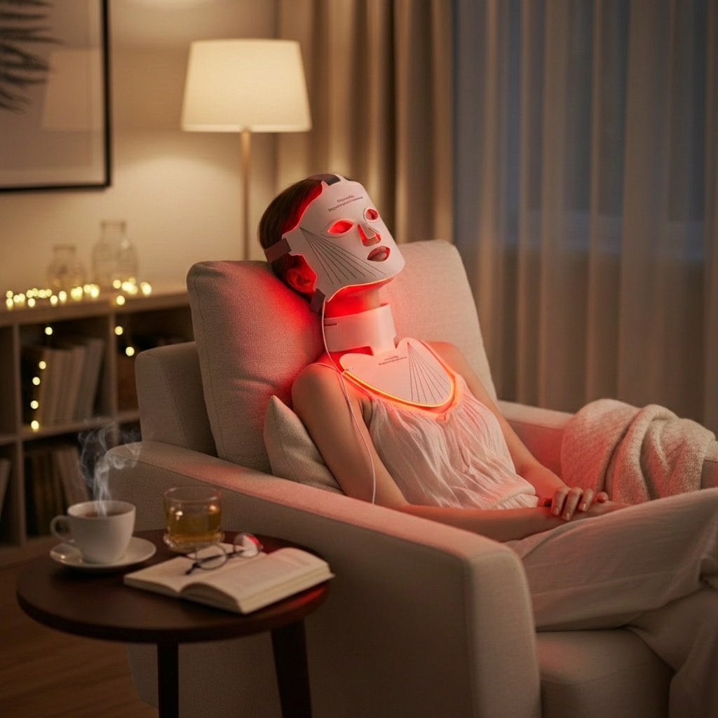 Masque Facial de beauté LED, masques de thérapie à la lumière pour raffermissement de la peau, masques d'esthéticienne pour le cou, appareils cosmétiques professionnels