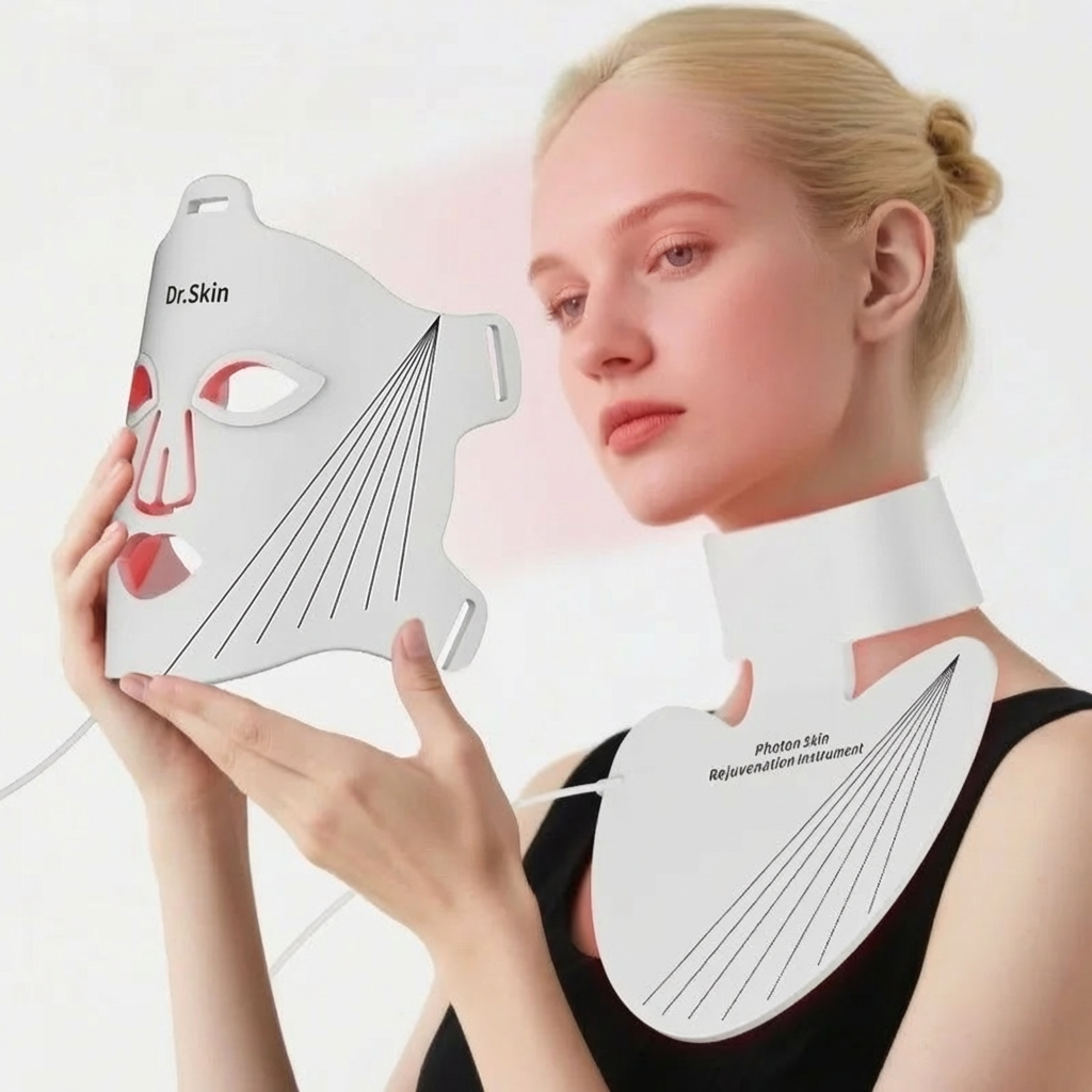 Masque Facial de beauté LED, masques de thérapie à la lumière pour raffermissement de la peau, masques d'esthéticienne pour le cou, appareils cosmétiques professionnels