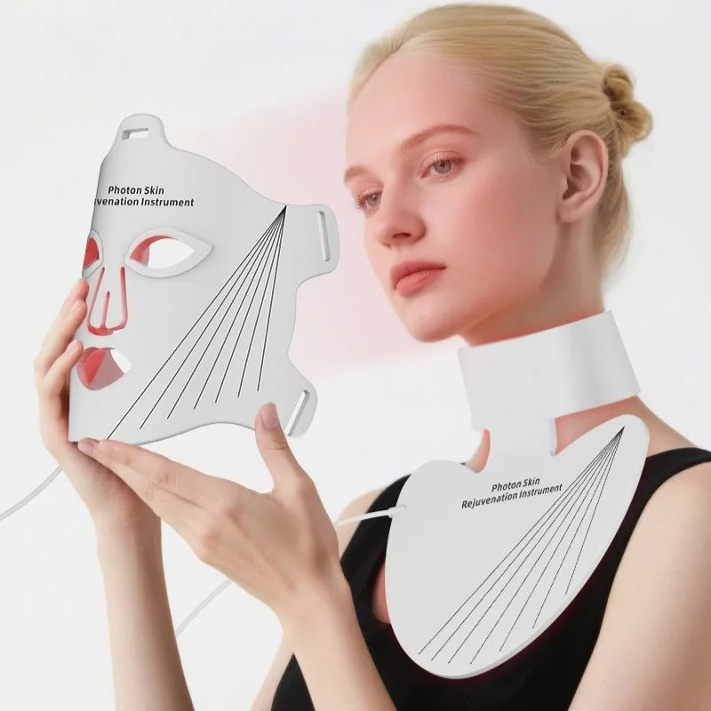 Masque Facial de beauté LED, masques de thérapie à la lumière pour raffermissement de la peau, masques d'esthéticienne pour le cou, appareils cosmétiques professionnels