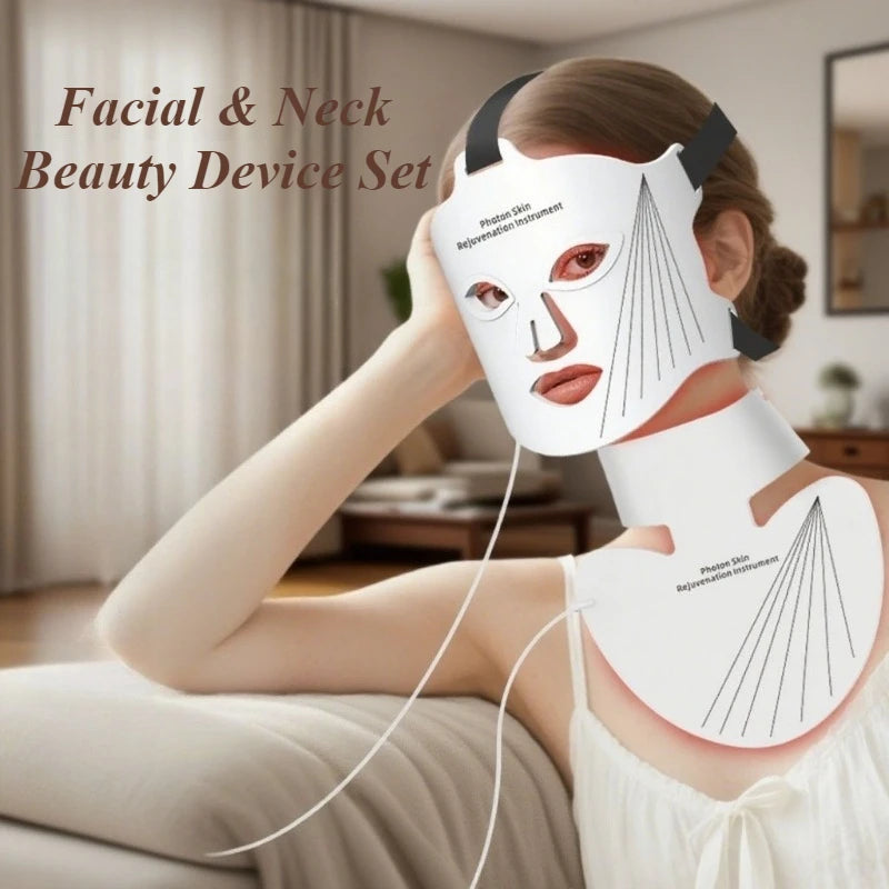 Masque Facial de beauté LED, masques de thérapie à la lumière pour raffermissement de la peau, masques d'esthéticienne pour le cou, appareils cosmétiques professionnels